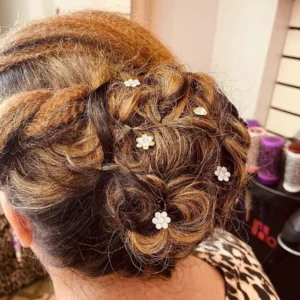 Stylish hair updo for special occasions at Halo Beauty