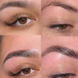 Brow lamination before and after comparison